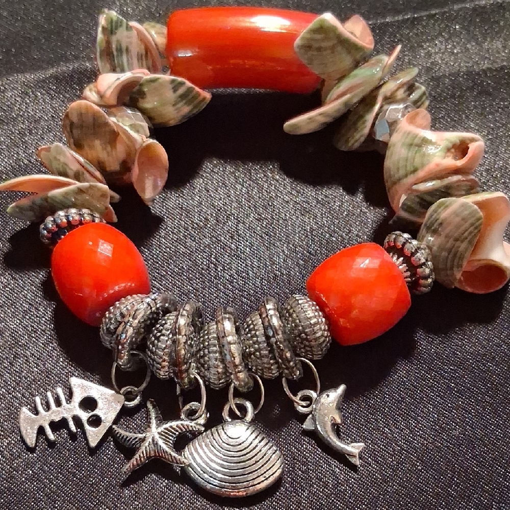 Lolita Red and Silver Ocean Charm Bracelet